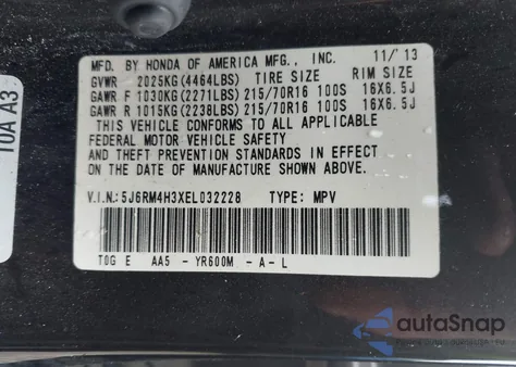 2014 Honda Cr-V Lx z USA, uszkodzony, nr VIN 5J6RM4H3XEL032228